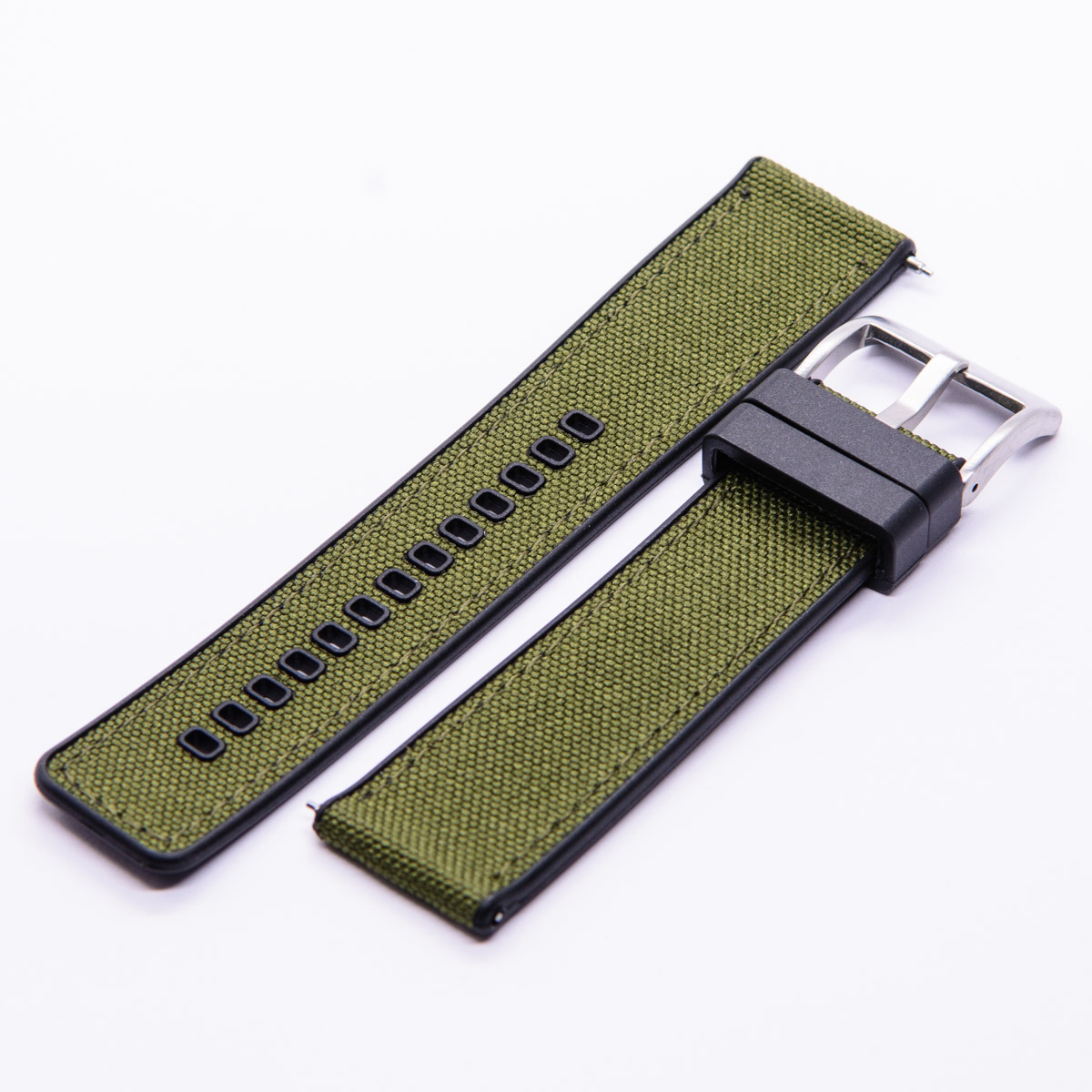 FKM/sailcloth Strap Army Green/black 22mm