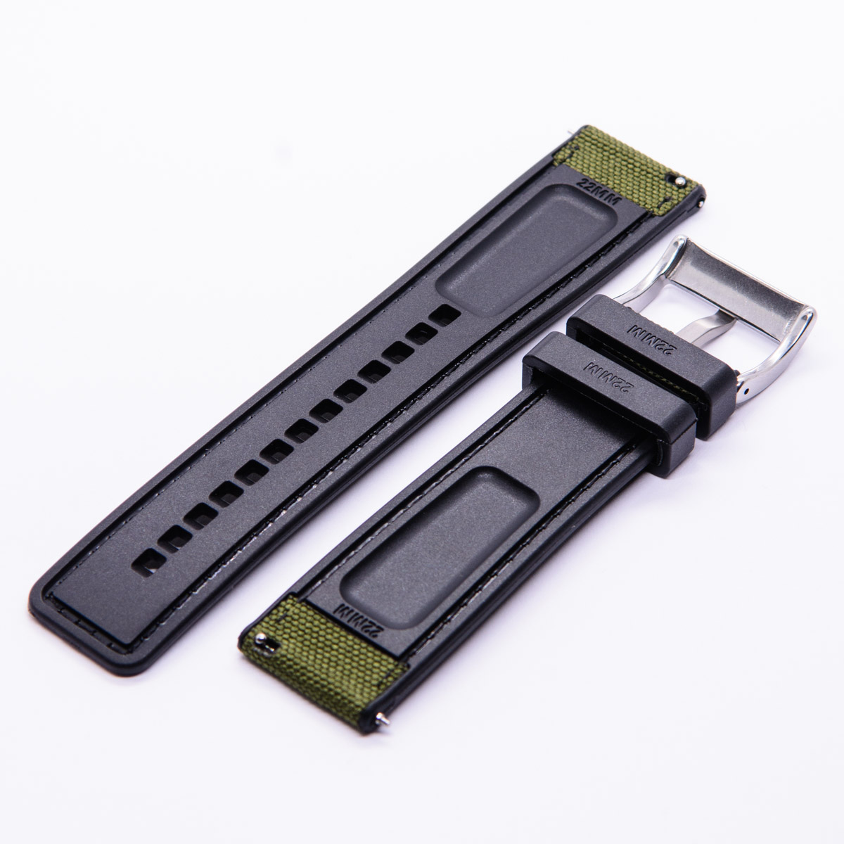 FKM/sailcloth Strap Army Green/black 22mm - Image 2