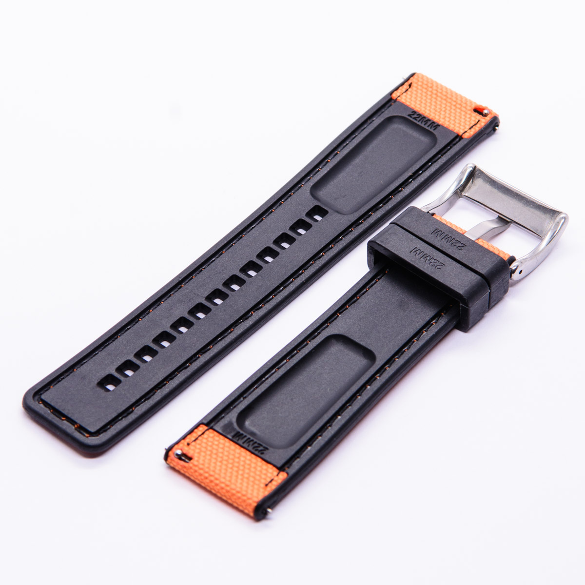 FKM/sailcloth Strap Orange/black 22mm - Image 2