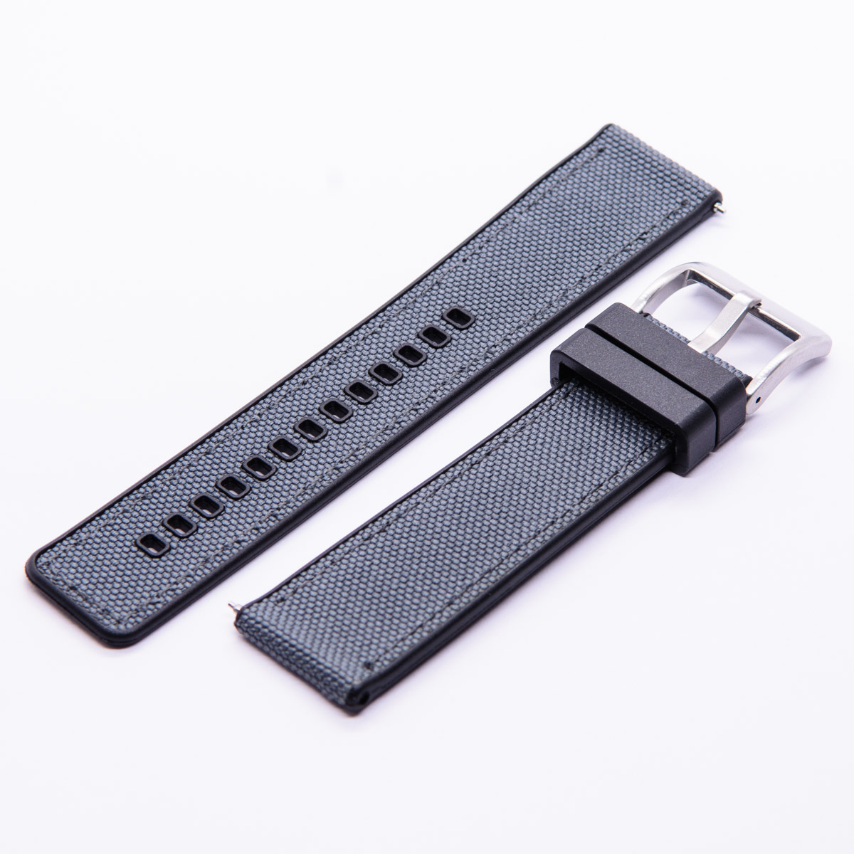 FKM/sailcloth Strap Army Grey/black 22mm
