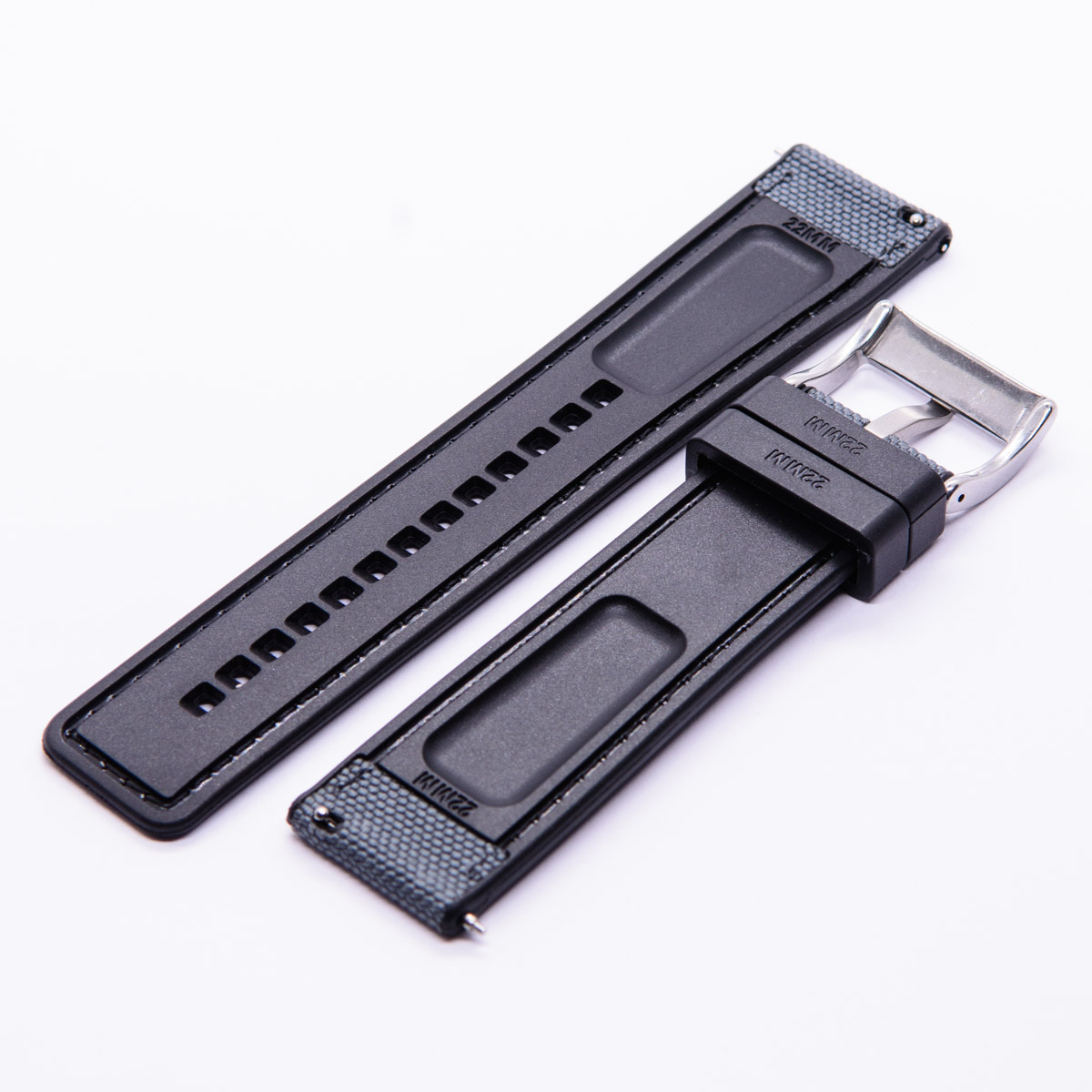 FKM/sailcloth Strap Army Grey/black 22mm - Image 2